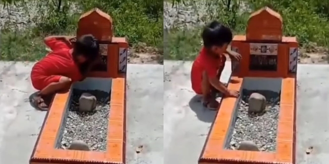 Video Haru Seorang Anak yang Menangis Tersedu-sedu saat Kunjungi Makam Ibunya
