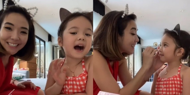 Momen Ibu dan Anak, Gisella Anastasia Make Up-in Gempi Jadi Kucing Imut!