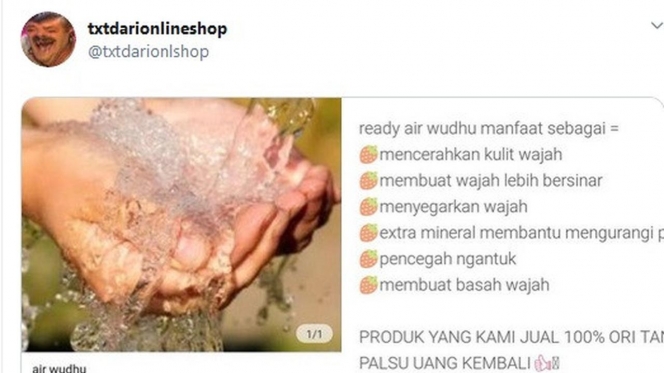 Viral, Sebuah Toko Online Gegerkan Warga Karena Jual Air Wudhu!