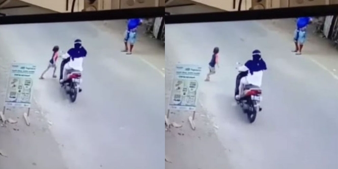 Detik-Detik Seorang Anak Tertabrak Sepeda Motor Saat Nyebrang Jalan Sendiri