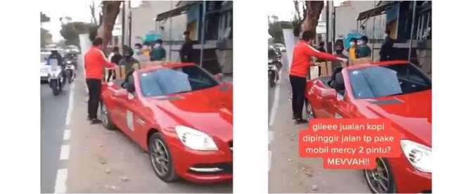 Viral, Penjual Kopi Keliling Berjualan Menggunakan Mobil Mercedez-Benz