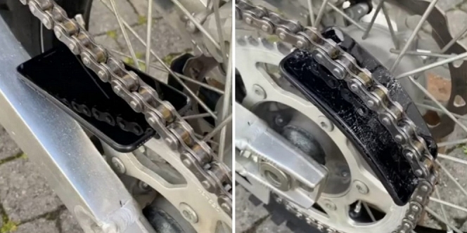 Viral Video HP Sengaja Dihancurin Pakai Rantai Roda, Netizen: Sobat Miskin Menangis Melihatnya