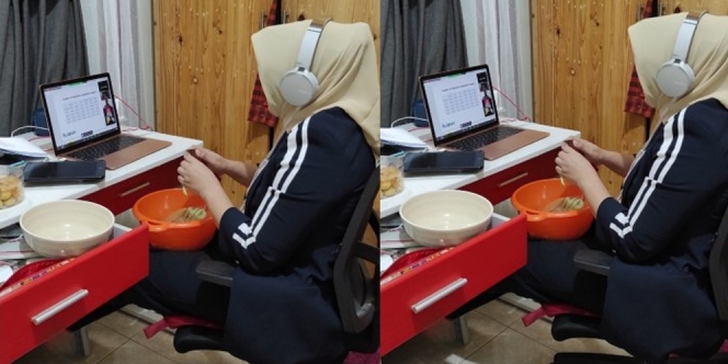 Gokil Ibu Ini Meeting Online Sambil Potong Sayuran, Multitalent Banget!