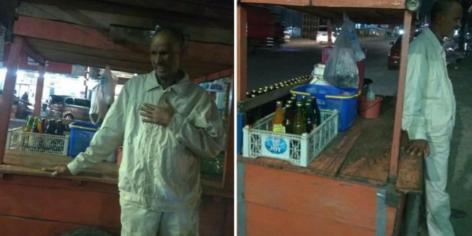 Meski Tak Bisa Melihat, Bapak Penjual Minuman Ini Tetap Ikhlas Jualan Demi Menghidupi Keluarga