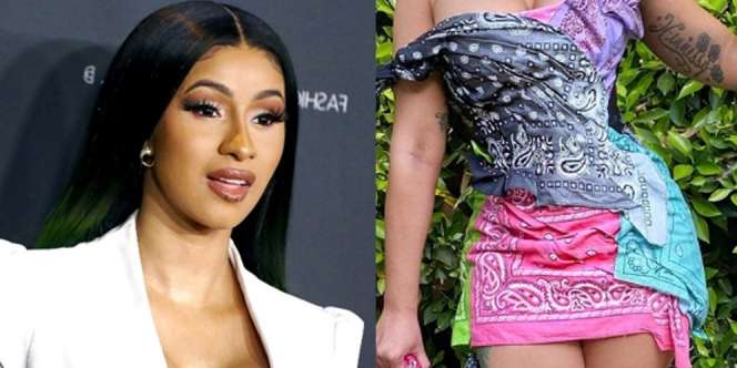 Unik dan Seksi, Cardi B Pakai Outfit Serba Sapu tangan! Tertarik Cobain?