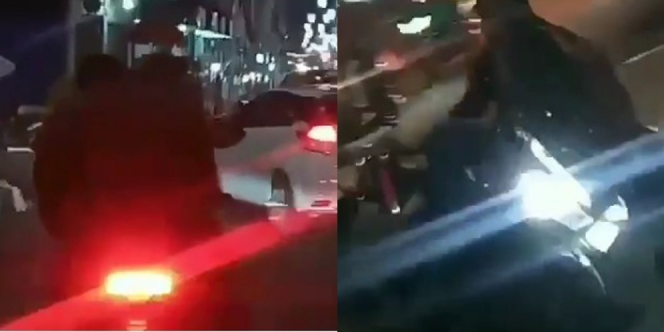 Asik Ciuman di Atas Motor, Dua Sejoli Ini Berakhir Jatuh di Jalanan
