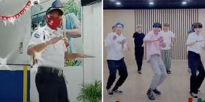 Viral Video Bapak Satpam Ini Lihai Banget Ngedance Lagu Dynamite Milik BTS