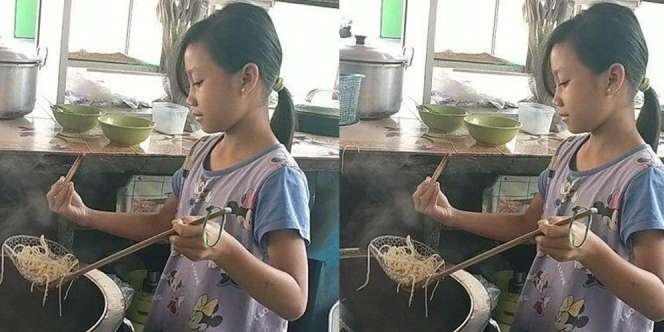 Tak Malu Bantu Orang Tuanya Jualan Mie Ayam, Siswi Kelas 1 SD Ini Ternyata Pengen Jadi Dokter