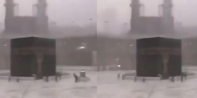 Jarang Terjadi, Viral Video Mekkah Diguyur Hujan Deras dan Bergemuruh Kencang