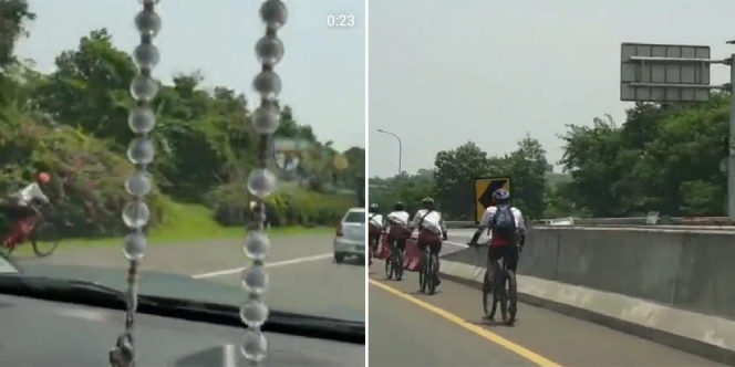 Viral Video Aksi Ngawur Para Pesepeda yang Masuk Jalur Tol 