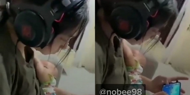 Viral Video Seorang Mama Muda, Main Game PUBG sambil Nyusuin Anaknya