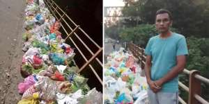 Kesal karena Air Sungai Kotor, Pria Ini Tunggui Pembuang Sampah di Jembatan Seharian Penuh