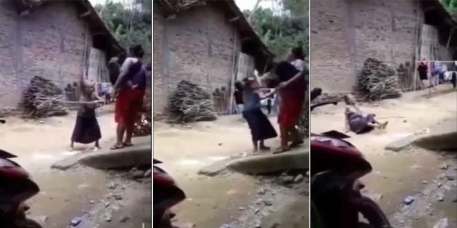 Viral Video Seorang Nenek Tua Didorong Wanita Muda Hingga Terjungkal!