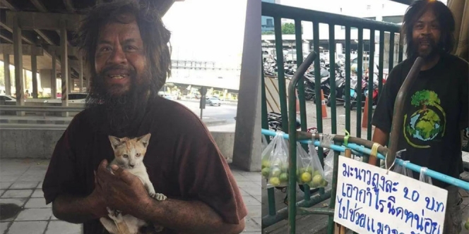 Kisah Haru, Seorang Tunawisma Jualan Jeruk Demi Bisa Kasih Makan Kucing Liar