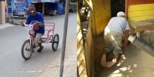 Meski Sulit Berjalan, Kakek Ini Mengangkut Barang dengan Sepeda Demi Mengais Rezeki