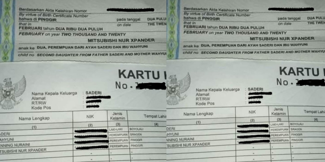 Viral Bayi di Riau Ini Diberi Nama Mitsubishi Nur Xpander, Netizen: Kenapa Gak Carry Aja?