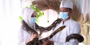 Sempat Ditolak Keluarga, Pasangan Pencinta Reptil Ini Nikah dengan Mahar Ular Piton!