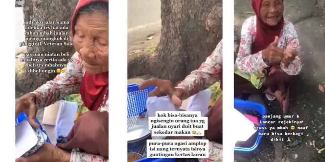 Jualan Piring di Pinggir Jalan, Nenek Ini Kena Tipu Diberi Sobekan Koran