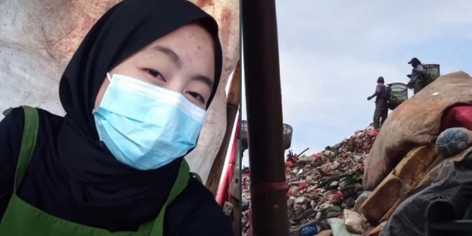 Gak Gengsi Kerja di Sekitar Tumpukan Sampah, Wanita Ini Tuai Pujian dan Doa Netizen