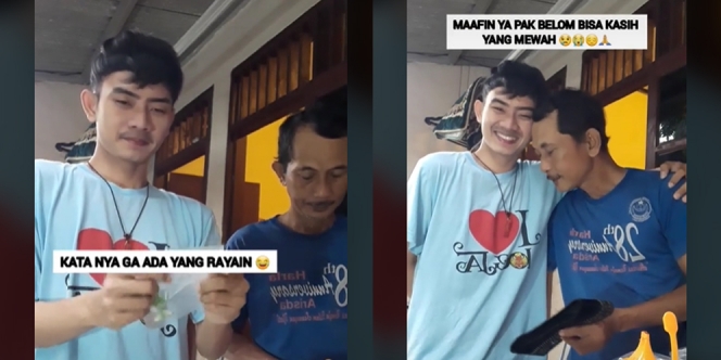 Hanya Bisa Beri Ayah Kado Sebuah Peci, Video Viral Pemuda Penjual Cilok Ini Bikin Haru