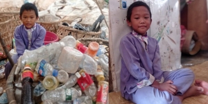 Bocah Ini Bantu Ibu Mulung Demi Sesuap Nasi, Kadang Makan Makanan Sisa di Sampah