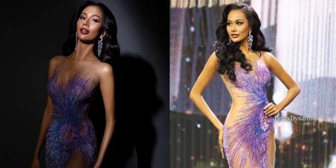 Ini Potret Aura Kharisma Pamer Kaki Jenjang dengan Gaun Ungu Transparan di Miss Grand International