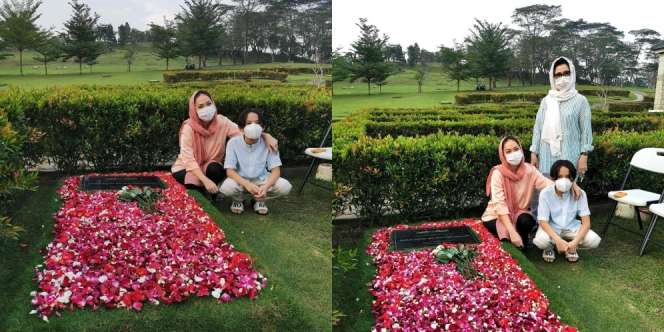 Jelang Bulan Suci Ramadan, Ini 6 Potret BCL Ziarah ke Makam Ashraf Sinclair Bersama Keluarga