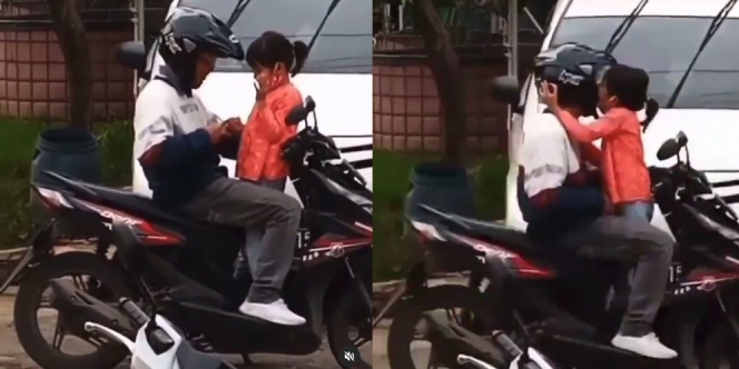 Potret Kemesraan Ayah dan Anaknya di Pinggir Jalan Raya, Bikin Haru