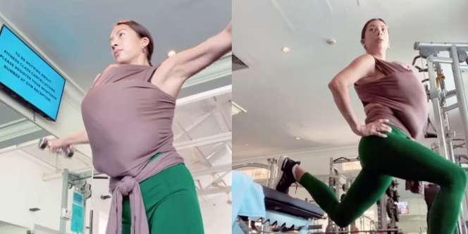 Supermom Banget, Berikut 6 Potret Jennifer Bachdim nge-Gym Sambil Gendong Sang Anak