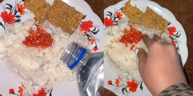 Wanita Ini Makan Nasi Campur Air Putih, Ada yang Sama?