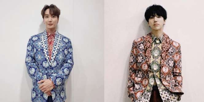 5 Potret Leeteuk dan Yesung Super Junior Pakai Batik Rancangan Ridwan Kamil, Gayanya Lokal Abis!