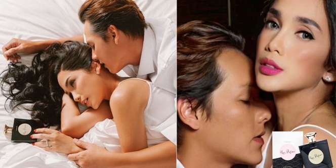 9 Gaya Pemotretan Ussy Sulistiawaty dan Andhika Pratama untuk Brand Parfumnya, Sensual Abis!