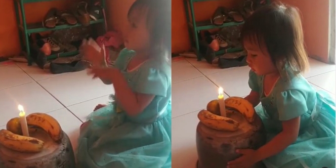 Tak Punya Uang, Orangtua Ini Rayakan Ulang Tahun Anaknya dengan Pisang dan Lilin