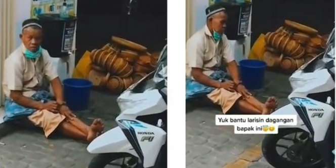 Dagangan Sepi Bapak Penjual Anyaman Bambu Ini Terus Berzikir Sambil