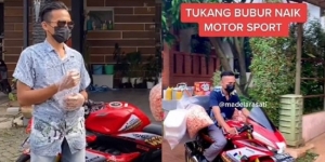 Viral Tukang Bubur Naik Motor Sport, Dandanan Rapi Plus Rambut Klimis