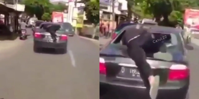 Viral Aksi Heroik Pria Lompat ke Atas Mobil yang Kabur Usai Tabrak Pemotor di Bandung
