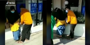 Miris, Hanya Dibantu Suaminya Wanita Ini Melahirkan Berdiri di Dekat ATM