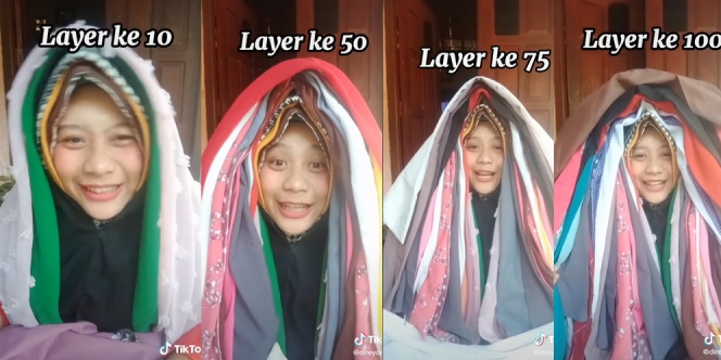 Potret Kocak Cewek yang Coba Pakai Jilbab 100 Lapis, Warganet: Kayak Reog Ponorogo!