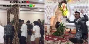 Mempelai Pria Dapat Hadiah Mengejutkan dari Teman-temannya, Hadirkan Gelak Tawa Para Tamu