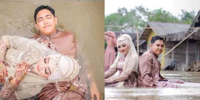 Viral Potret Pasangan Menikah di Tengah Banjir, Hasilnya Bagus Banget!