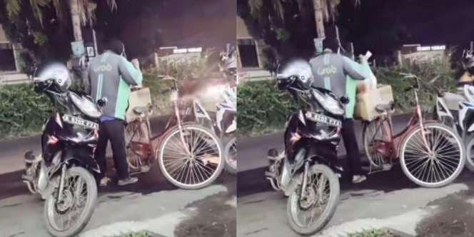 Salut, Driver Ojol Ini Tetap Semangat Antar Orderan Pelanggan Walau Cuma Pakai Sepeda