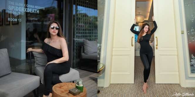 10 Pesona Celine Evangelista Pakai Baju Hitam, Mama Muda Rasa Gadis nih!