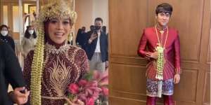 Ini Potret Lesti Kejora dan Rizky Billar Pakai Kebaya Merah dengan Motif Merak yang Super Keren