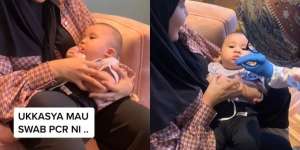 Bukannya Nangis, Deretan Momen Baby Ukkasya saat Dites Swab PCR Ini Malah Lucu banget