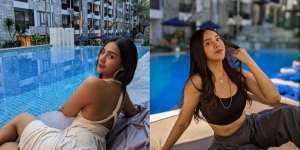 10 Potret Anya Geraldine Main di Pinggiran Kolam, Pose Miring hingga Pamer Body Goals