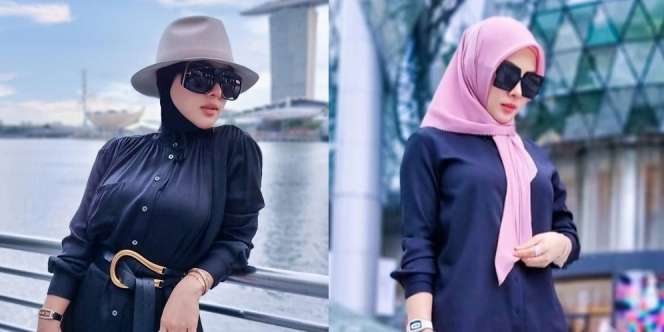 7 Potret OOTD Syahrini Saat di Singapore, Pakai High Heels Beda Warna yang Kece Parah!