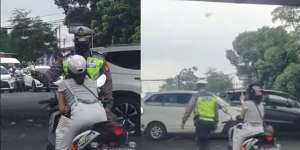 Diingatkan Pakai Helm, Wanita Ini Malah Acungkan Jari Tengah ke Polisi