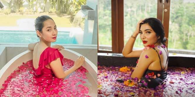 Bikin Gagal Fokus, Ini 11 Potret Selebriti Mandi Kembang di Bathtub
