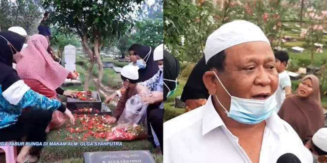 7 Momen Keluarga Olga Syahputra Ziarah ke Makam Untuk Peringati Hari Ulang Tahunnya