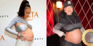 10 Potret Rihanna Pamer Baby Bump, Pakai Dalaman sampai Baju Jaring-Jaring!